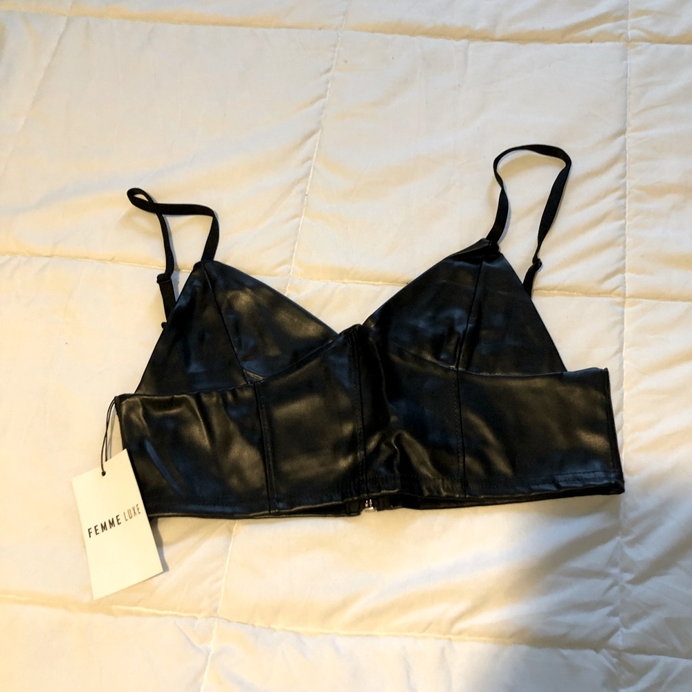 leather bra top